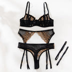 Embroidered mesh sexy lingerie