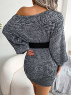 Robe Courte Tricotée Manches Lanternes