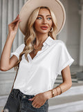 Chemise Satin Manches Courtes Raglan - Chic&Shines