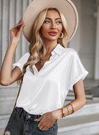Chemise Satin Manches Courtes Raglan - Chic&Shines