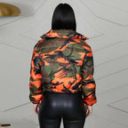 Blouson col haut rembourrés motif camouflage