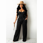Ensemble haut à bretelle sans manches et pantalon large unie - Chic&Shines