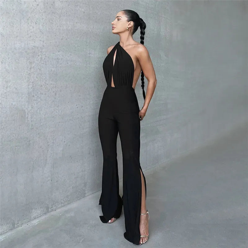 Combinaison Pantalon Col Licou Dos Nu Fendue