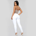 Jeans slim taille haute décontracté