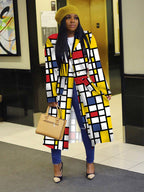 Veste à carreaux imprimé double boutonnage