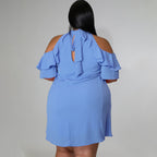 Robe courte col rond manches courtes