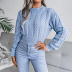 Pull tricot manches longues col rond