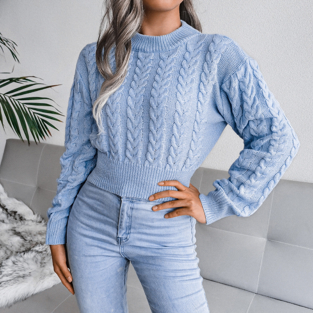 Pull tricot manches longues col rond