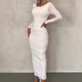 Robe longue de soirée dos nu manches longues taille haute - Chic&Shines