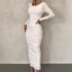 Robe longue de soirée dos nu manches longues taille haute - Chic&Shines