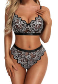 Ensemble soutien-gorge et panty en dentelle maille élastique transparente - Chic&Shines