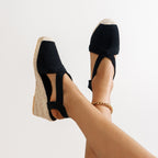 Chaussure Compensé Tissu Décontracté