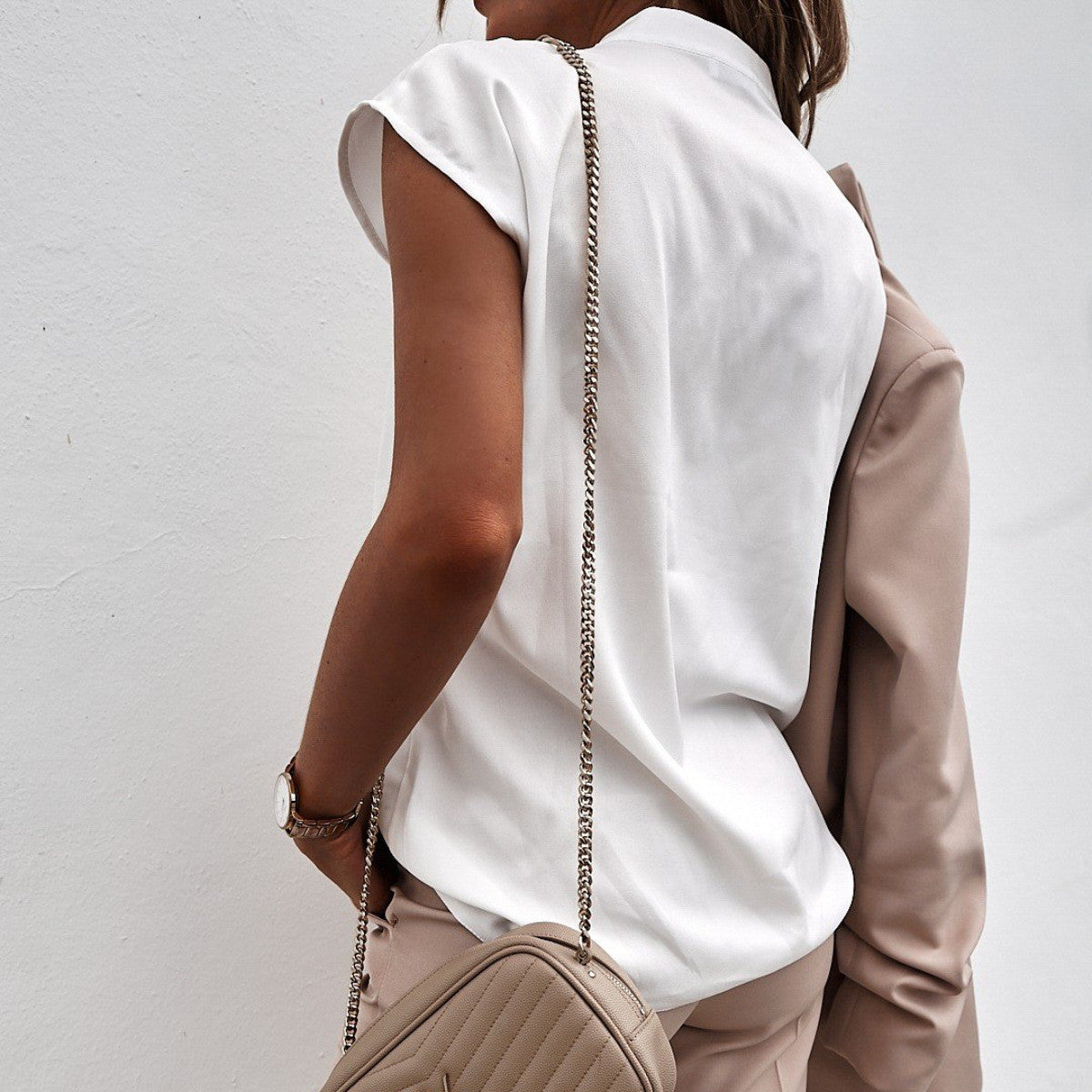 Sleeveless V-neck blouse