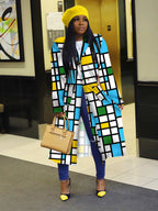 Veste à carreaux imprimé double boutonnage
