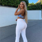 Creative high-waisted side-slit ankle jeans