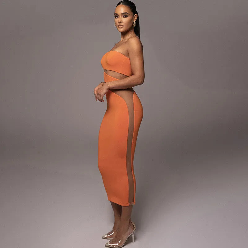 Robe Fourreau Sexy Sans Bretelles