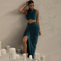 Ensemble Haut Court Sans Manches Et Sa Jupe Fendue - Chic&Shines