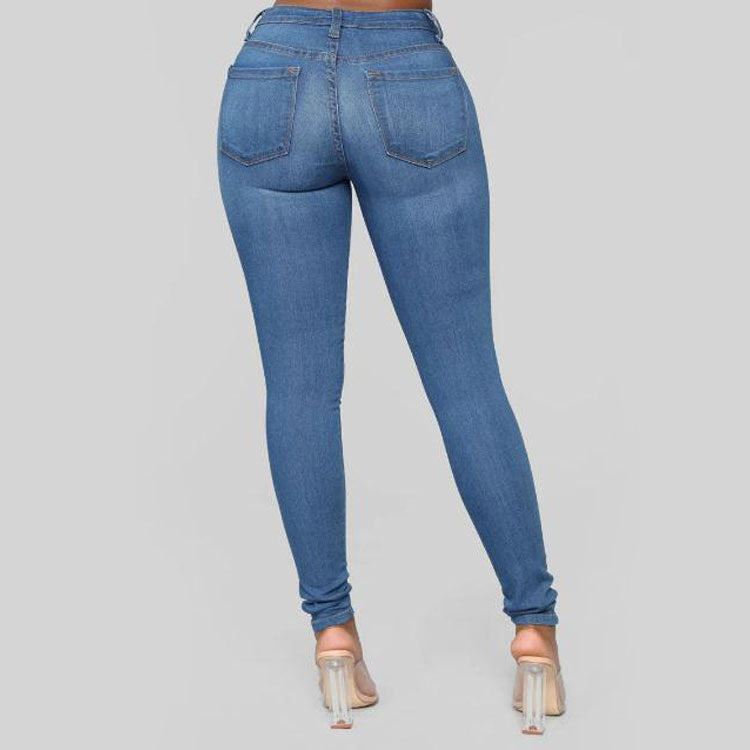 Jeans slim taille haute décontracté