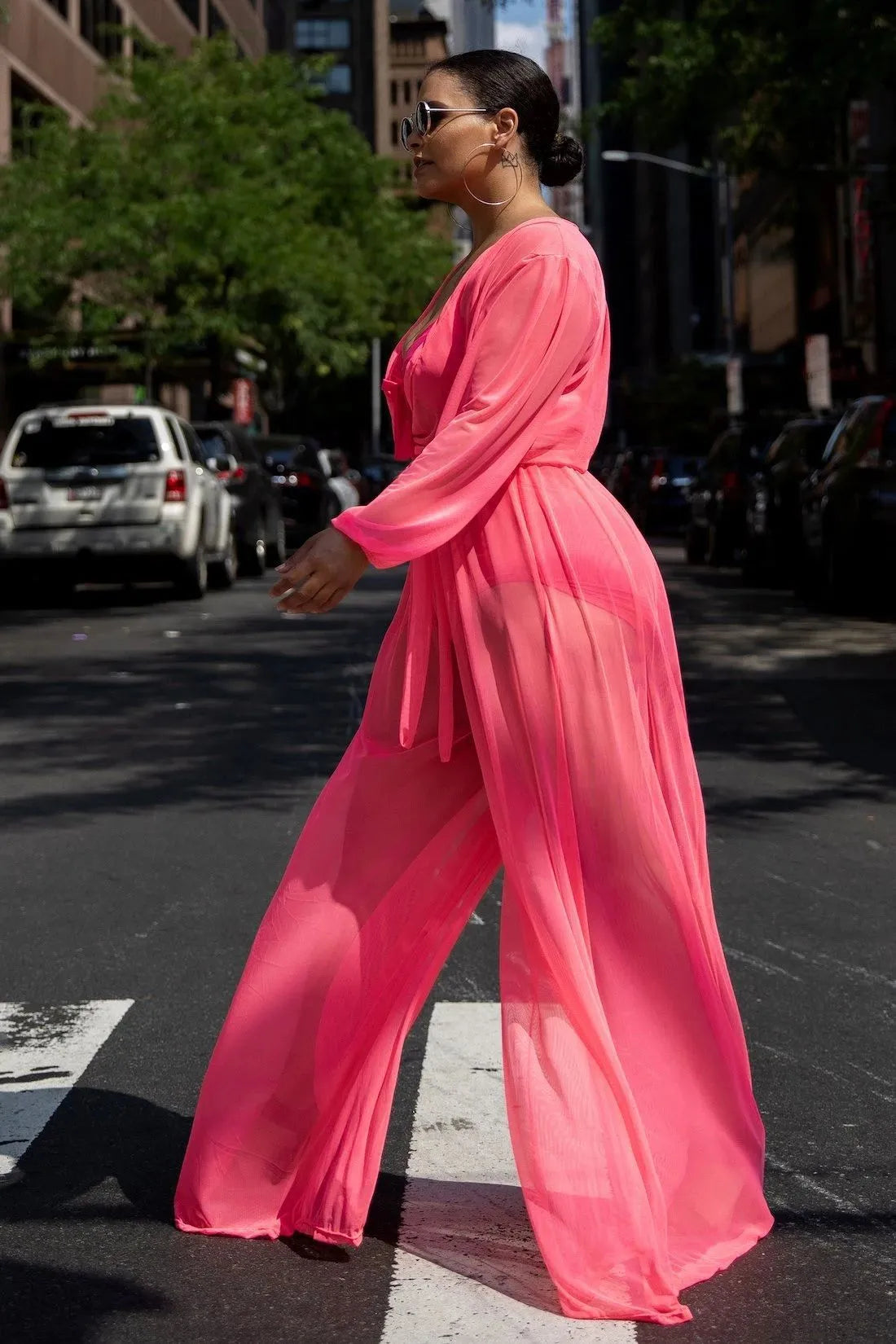 Long Sleeve Sheer Mesh Jumpsuits