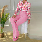 Ensemble Chemise Manches Longues Pantalon évasé - Chic&Shines