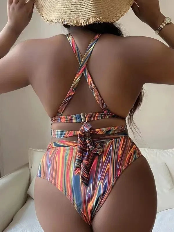 Maillot De Bain Bikini Taille Haute Licou