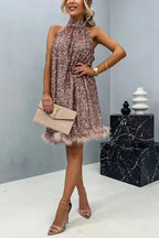 Robe Courte De Soirée En Plumes Et Paillette - Chic&Shines