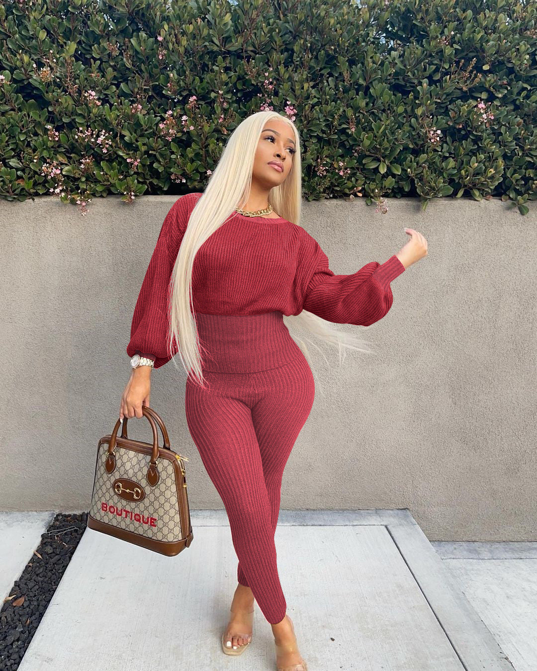Ensemble pull manches longues  gaine extensible et son legging assorti