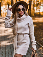 Robe Pull À Manches Longues Et Col Haut - Chic&Shines