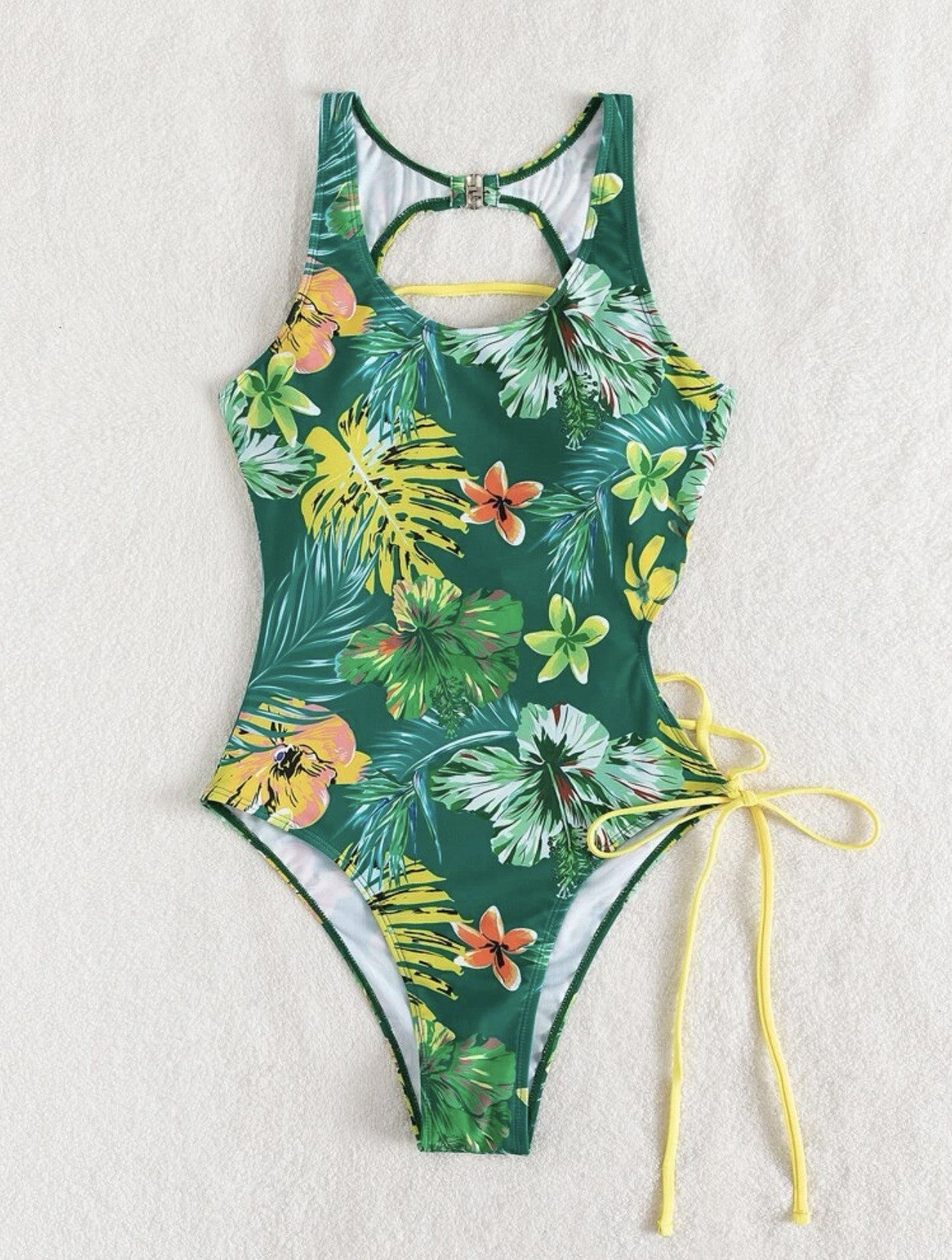 One-Piece Halter Irregular Lace-Up Swimsuit