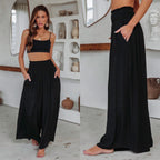 Pantalon coton taille haute ample
