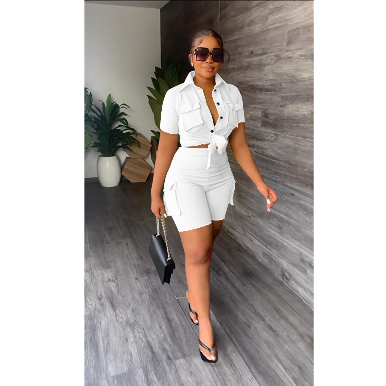Ensemble Chemise À Manches Courtes Et Short cargo - Chic&Shines