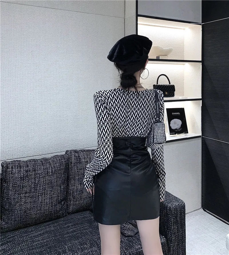 High-waisted lace-up mini skirt