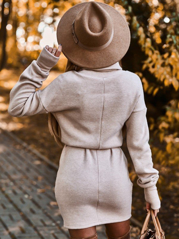 Robe Pull À Manches Longues Et Col Haut