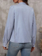 Lace-up Collar Lantern Long Sleeve Shirt