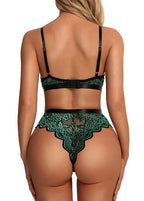 Bra and panty set in sheer stretch lace