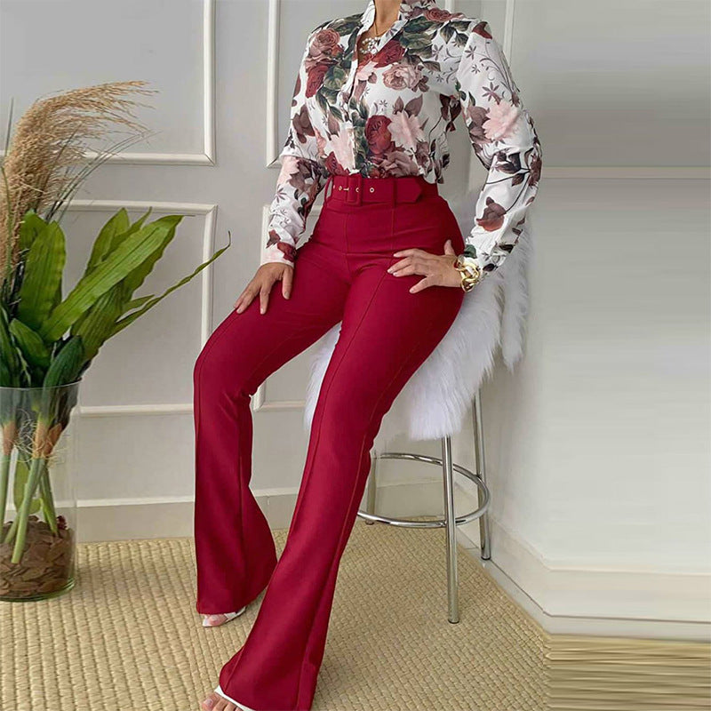 Ensemble Chemise Manches Longues Pantalon évasé - Chic&Shines