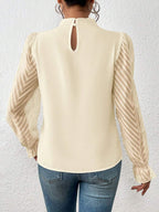 Long-Sleeved Mesh Blouse