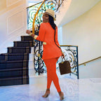 Ensemble blazer à fermeture éclair et pantalon assortie