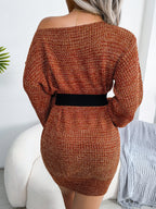 Robe Courte Tricotée Manches Lanternes
