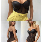Bodys en maille transparent bretelles à chaîne