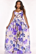 Robe longue à bretelle en maille transparente imprimé fleur - Chic&Shines