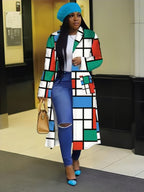 Veste à carreaux imprimé double boutonnage