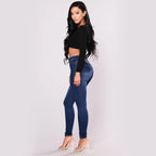 Jeans slim taille haute décontracté