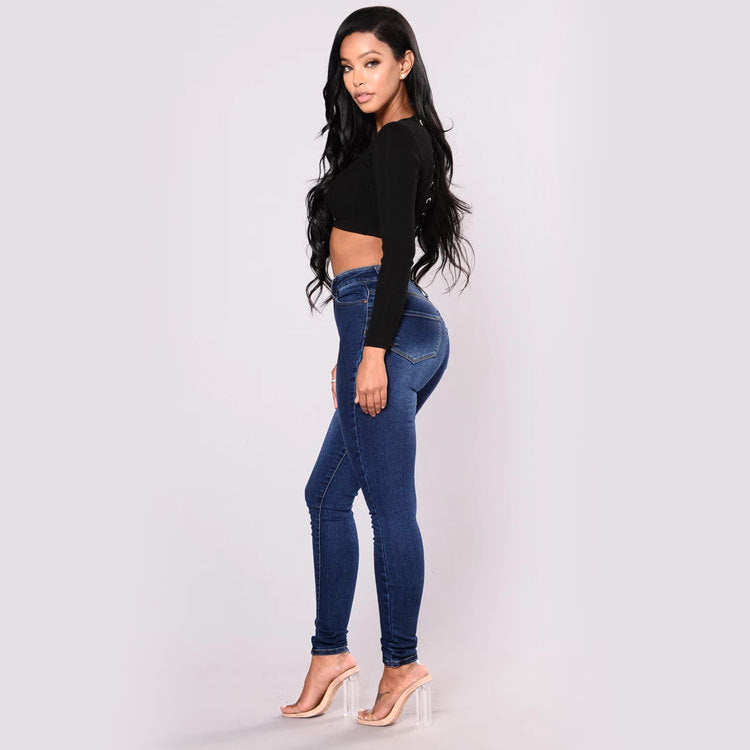 Jeans slim taille haute décontracté