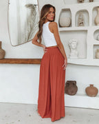 Pantalon coton taille haute ample