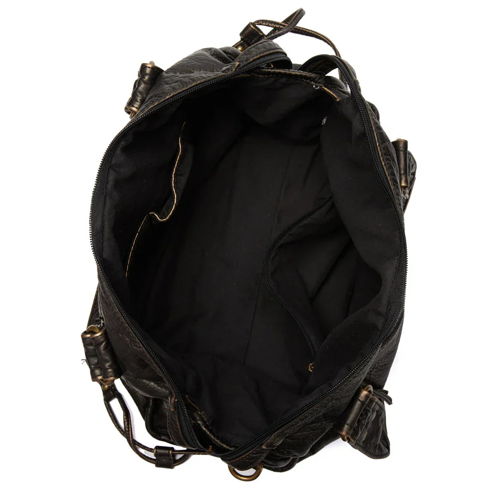 RAQUEL - Sac à main en cuir rigide avec bandoulière