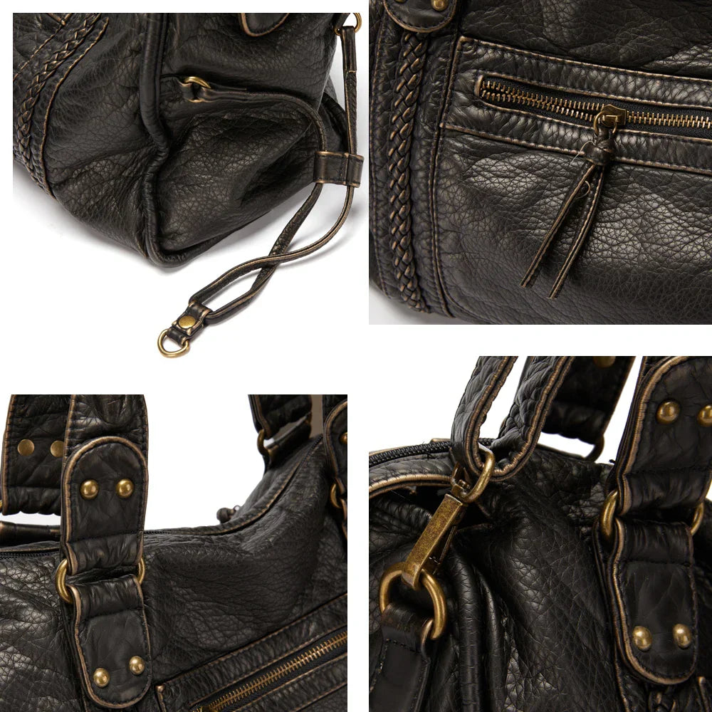 RAQUEL - Sac à main en cuir rigide avec bandoulière
