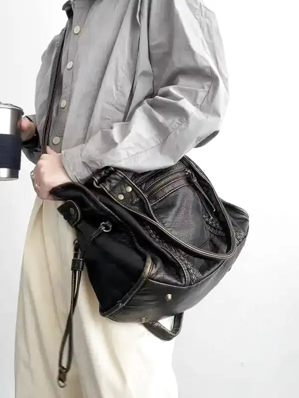 RAQUEL - Sac à main en cuir rigide avec bandoulière