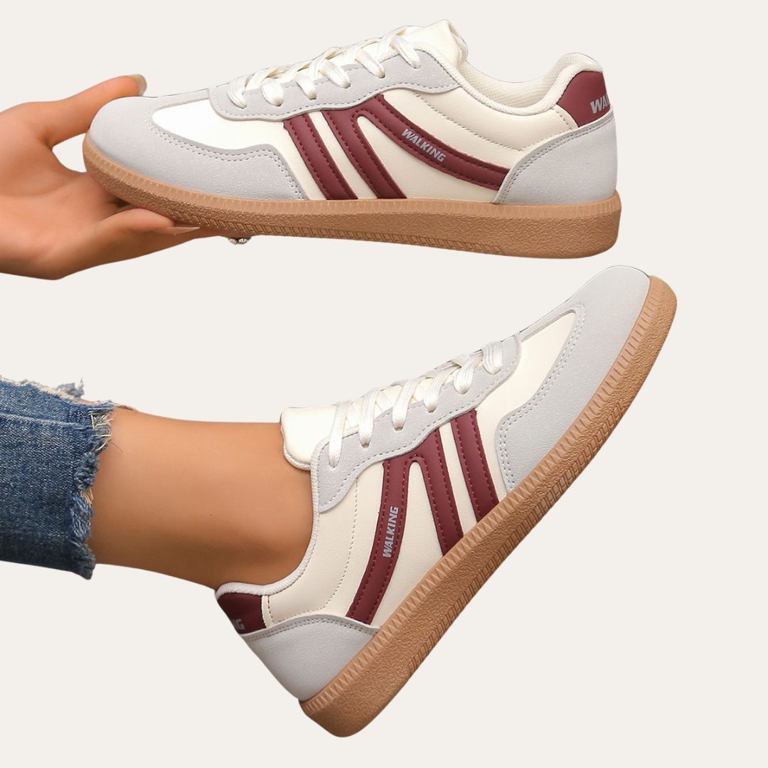 Baskets orthopédiques en cuir pour femmes - Chaussures de loisirs confortables avec voûte plantaire, semelle souple & forme ergonomique