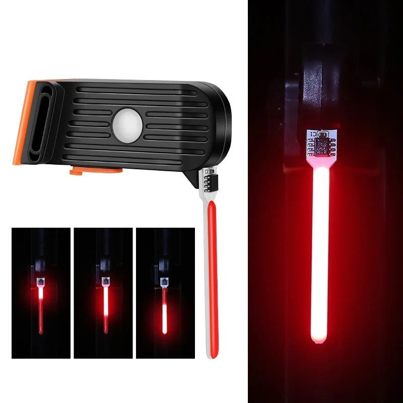 Lampe de vélo LED rouge, rechargeable USB, design compact, visibilité nocturne, sécurité cycliste, accessoires vélo, éclairage arrière puissant.